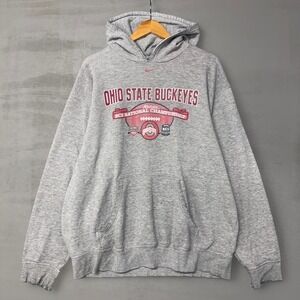 Vintage‎ Nike Ohio State Buckeyes Hoodie Grey Center Swoosh Sweatshirt XL